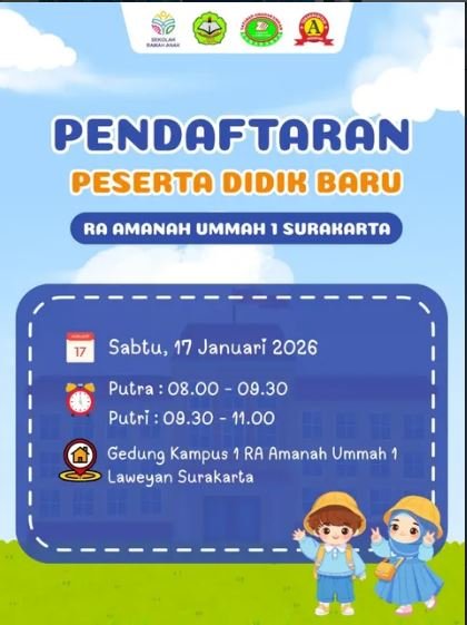 Pendaftaran Peserta Didik Baru RA Amanah Ummah 1 Laweyan Surakarta Tahun 2026
